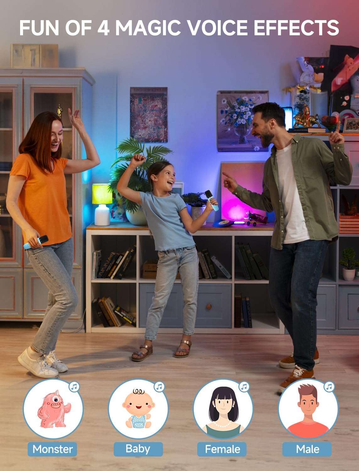 Detalle 2 de Caiord P3 Kids Karaoke Machine with 2 Wireless Microphones and Bluetooth 5.3