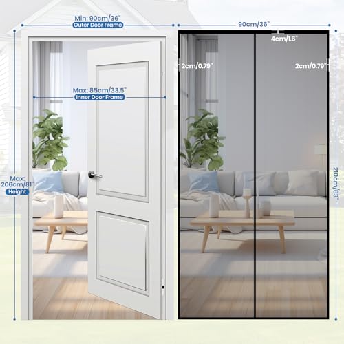 Detalle de Velway Mosquitera Puerta Magnética 90x210 cm – Cortina Mosquiteras para Puerta Exterior (Negro)