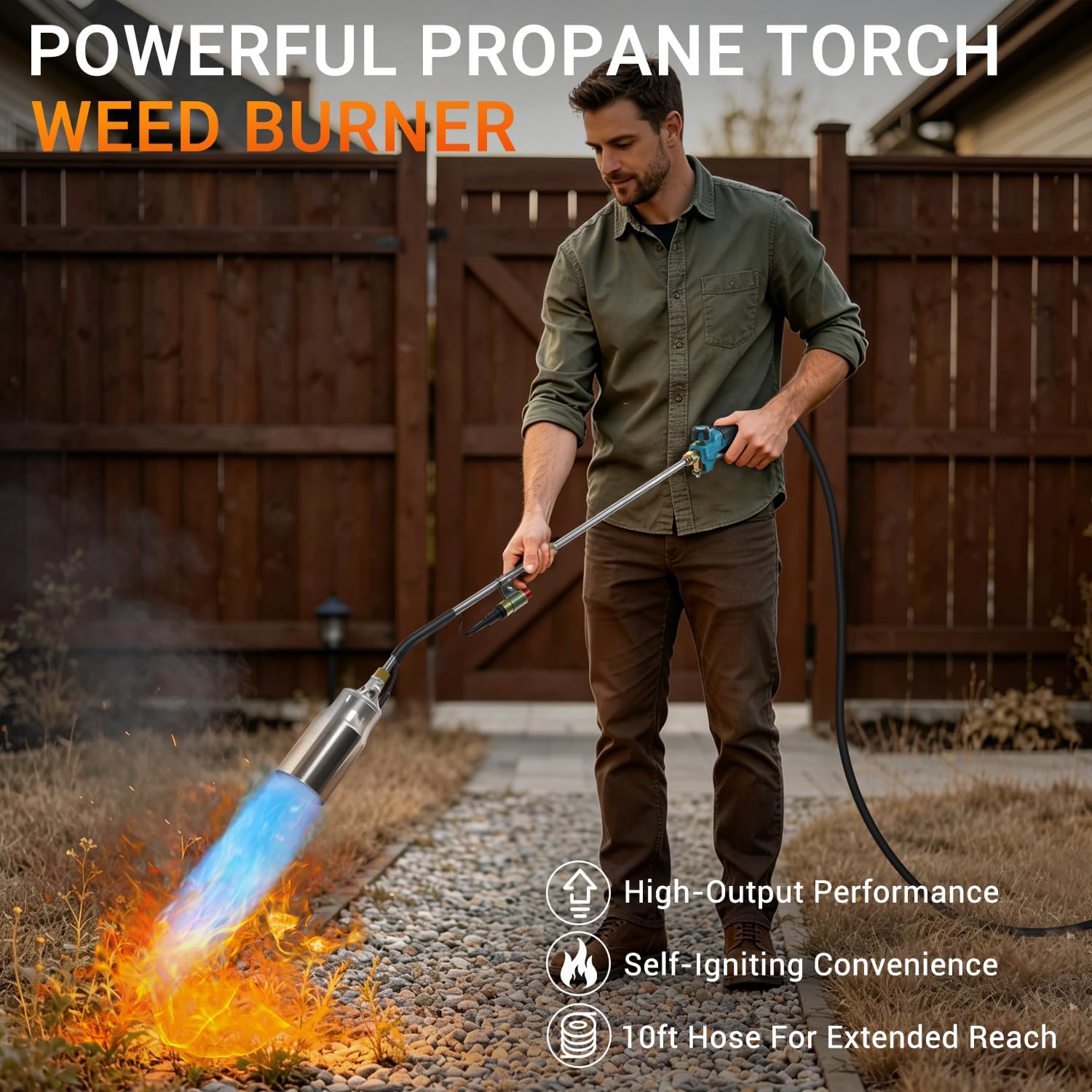 Thumbnail 1 de Sondiko GJD460 Propane Weed Torch, 10-ft Hose, Adjustable 24 in/37 in