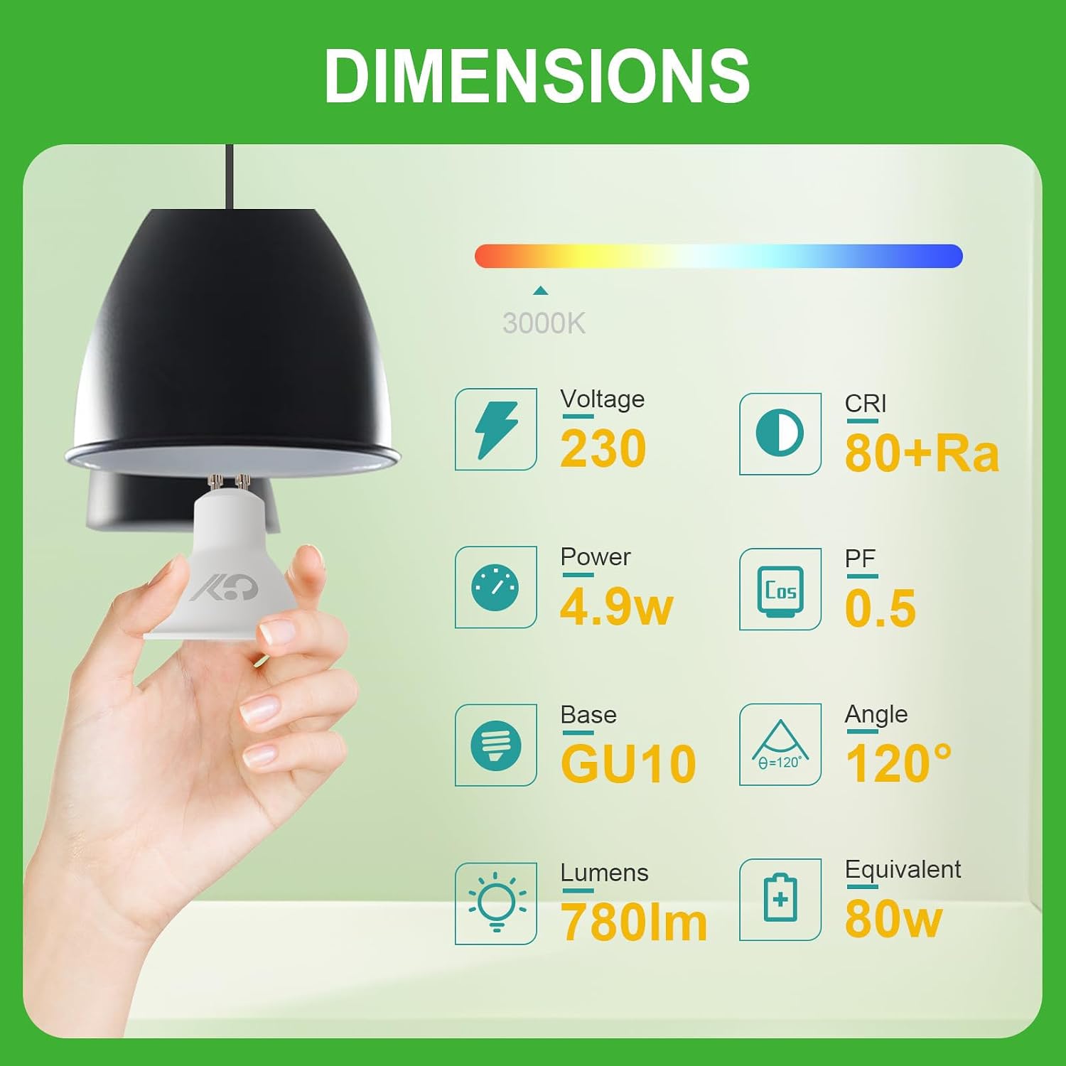 Detalle 2 de GY GU10 LED bulb 4.9W 780lm, 10 pack