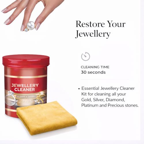 Detalle de AK Commerce Jewellery Cleaner: Silver & Gold Jewellery Kit (145ml) with Basket, Brush & Polishing Cloth