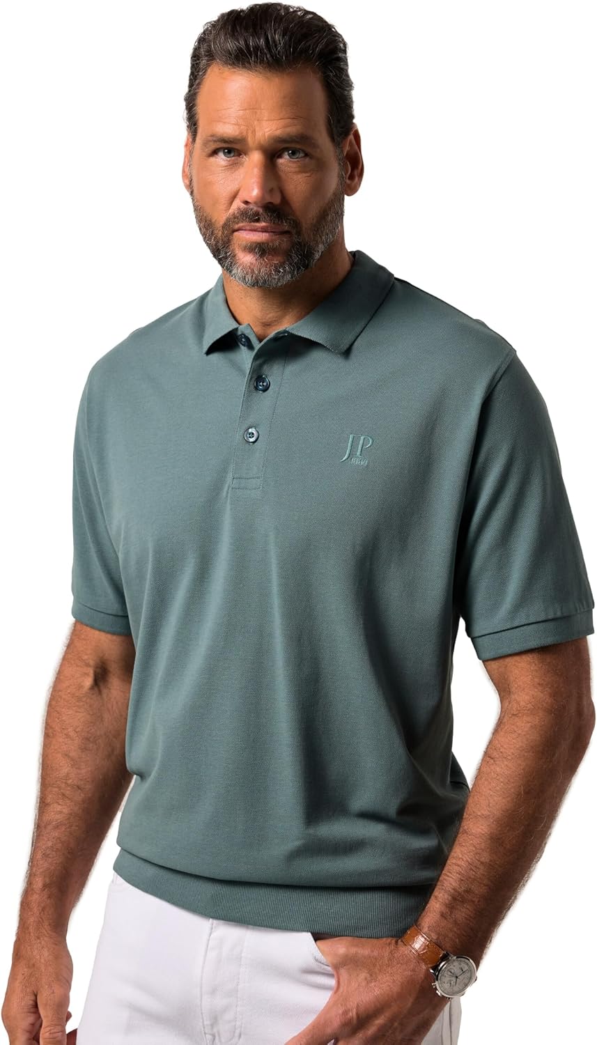 Detalle de JP 1880 Poloshirt für Herren – Bauchfit, Großgrößen von L bis 8XL, Piqué, Halbarm