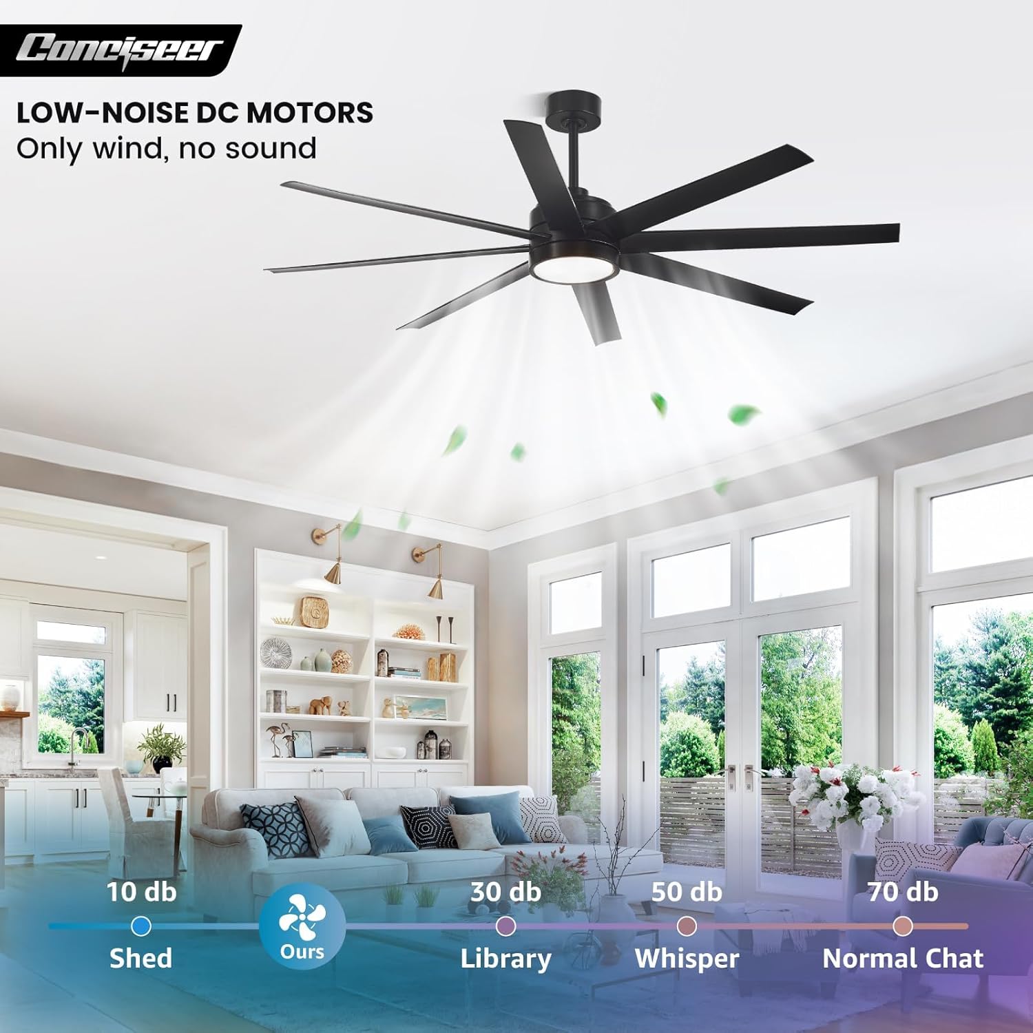 Thumbnail 1 de 65-Inch Ceiling Fan with Light and Remote ⚙