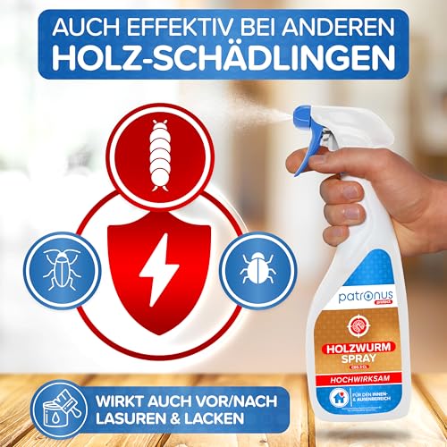 Thumbnail 6 de Patronus Holzwurm Spray [500 ml] – Sofortwirkung gegen Holzwächter und Holzschädlinge