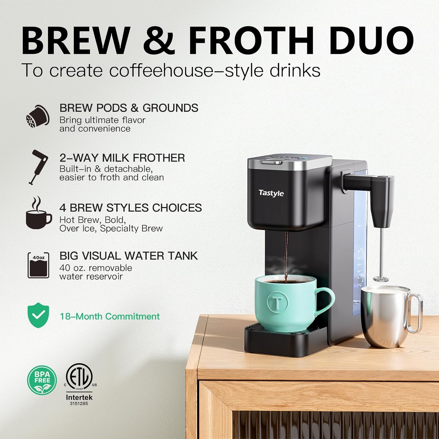 Detalle 2 de Tastyle Single Serve Coffee Maker 40oz