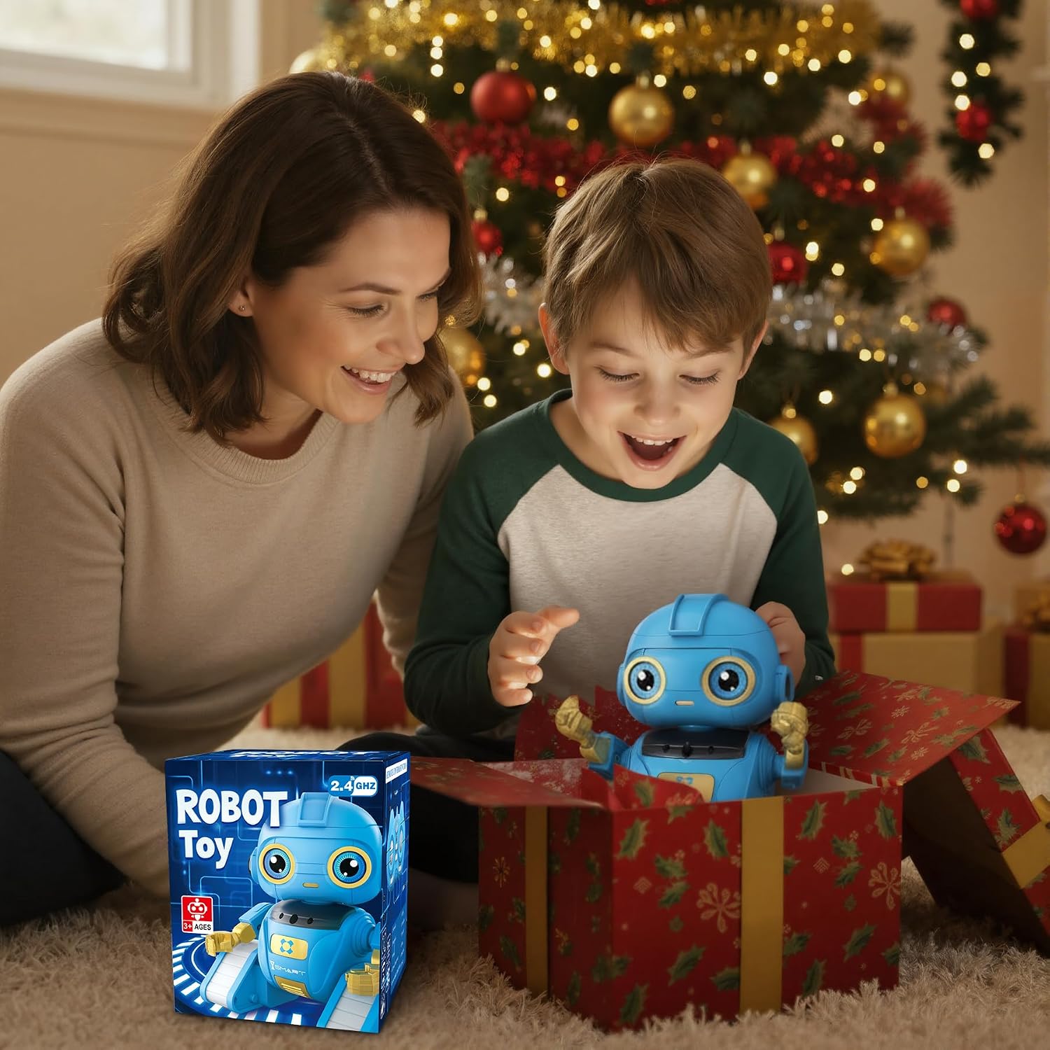 Detalle de Ophy Roboter Kinder Spielzeug – wiederaufladbar, Projektion und Gestensteuerung (Blau, ab 6 Jahren)