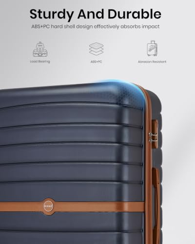 Detalle de Kono Large Hard Shell Suitcase (28-inch) – Navy, ABS+PC Checked Luggage