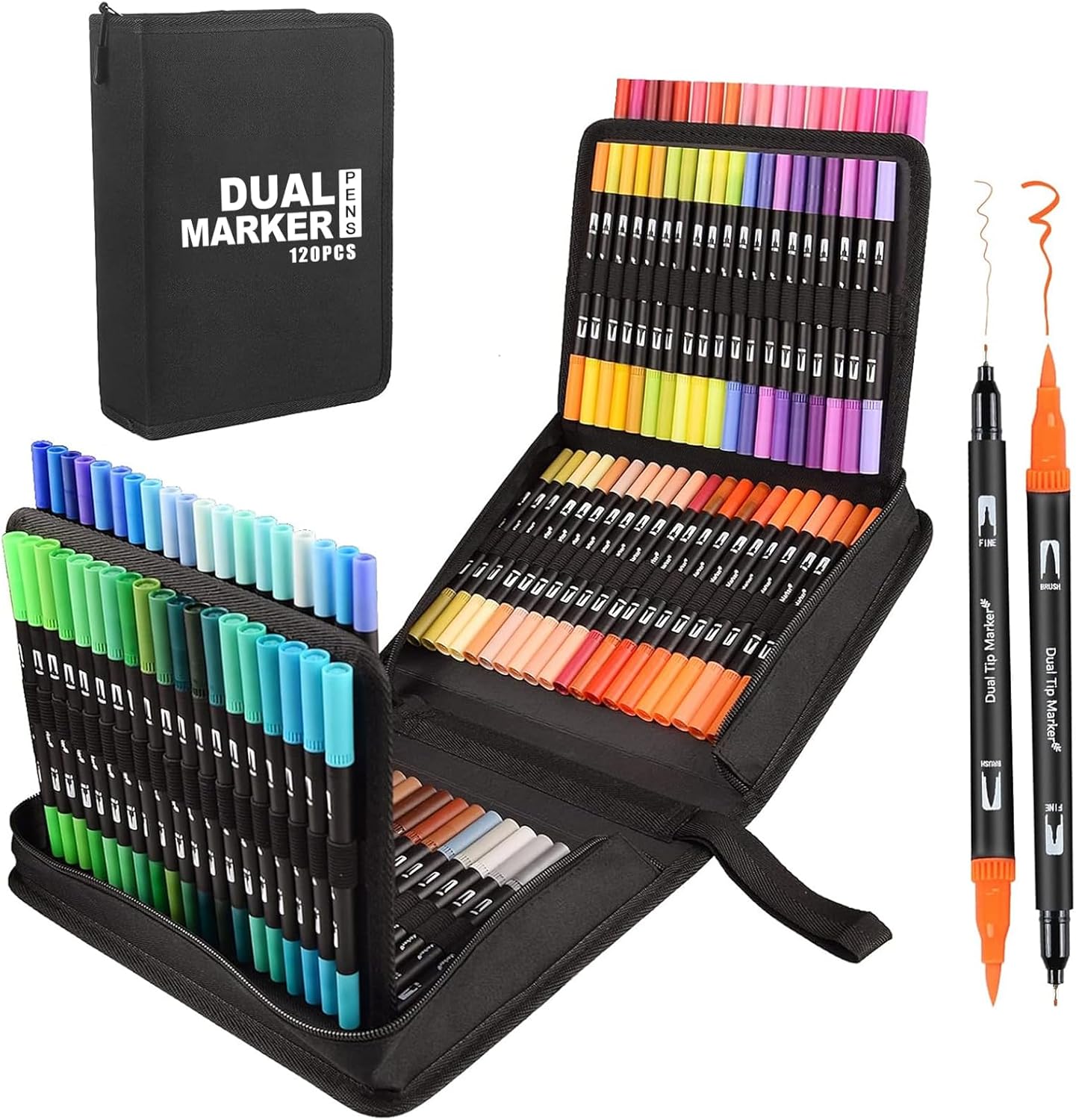 Detalle de Gelanty Feutres Coloriage Adulte – Ensemble dual tip 120 couleurs pour dessin, calligraphie et loisirs créatifs