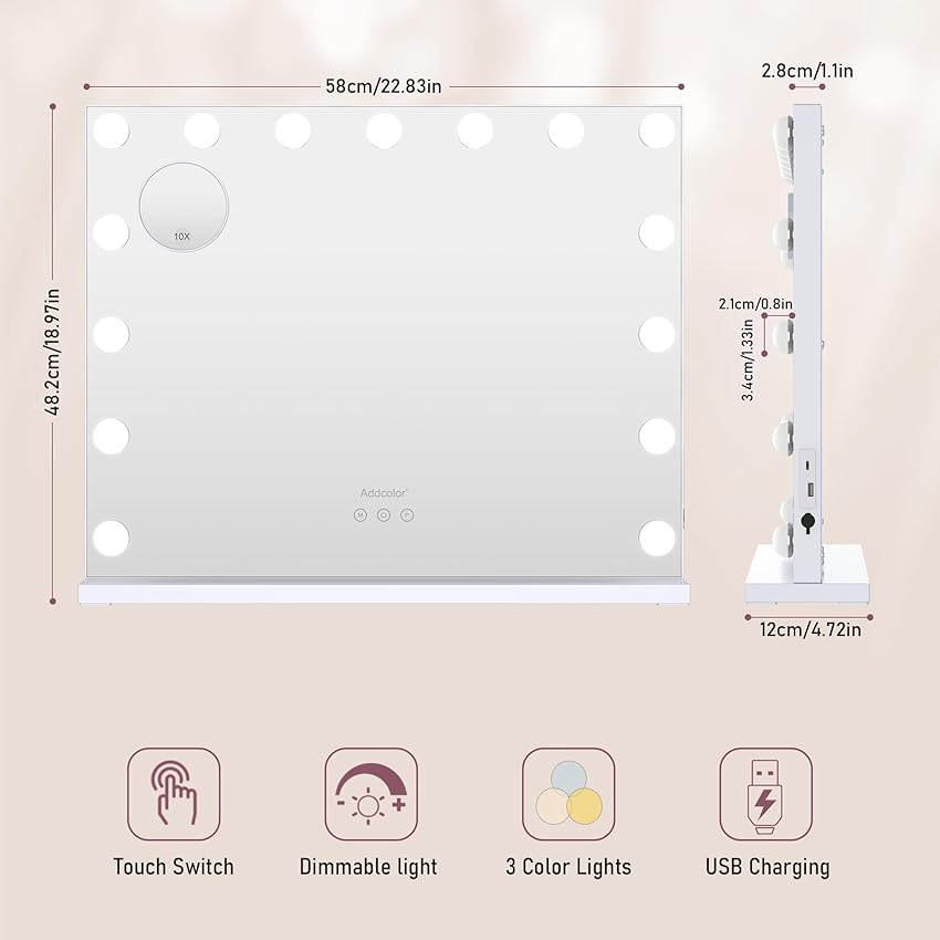 Thumbnail 6 de ADDCOLOR Hollywood Espejo Maquillaje con Luz y USB 💡