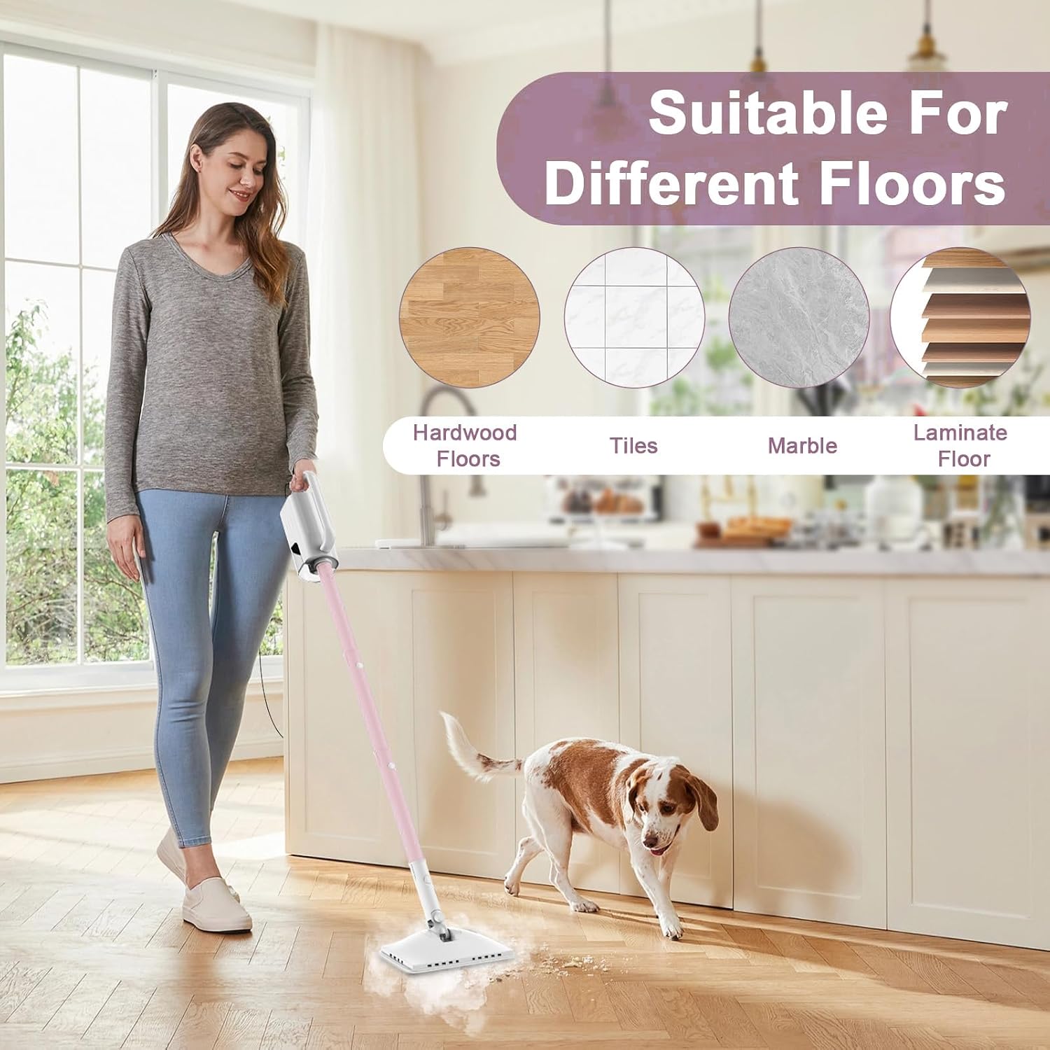 Detalle de ACHTFACH SC-05 6-in-1 Steam Mop with Rotating Head and Removable Tank