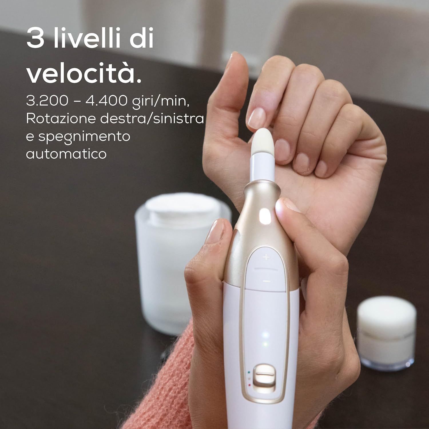 Detalle de Beurer MP 64: fresa professionale per manicure e pedicure, batteria ricaricabile e kit completo