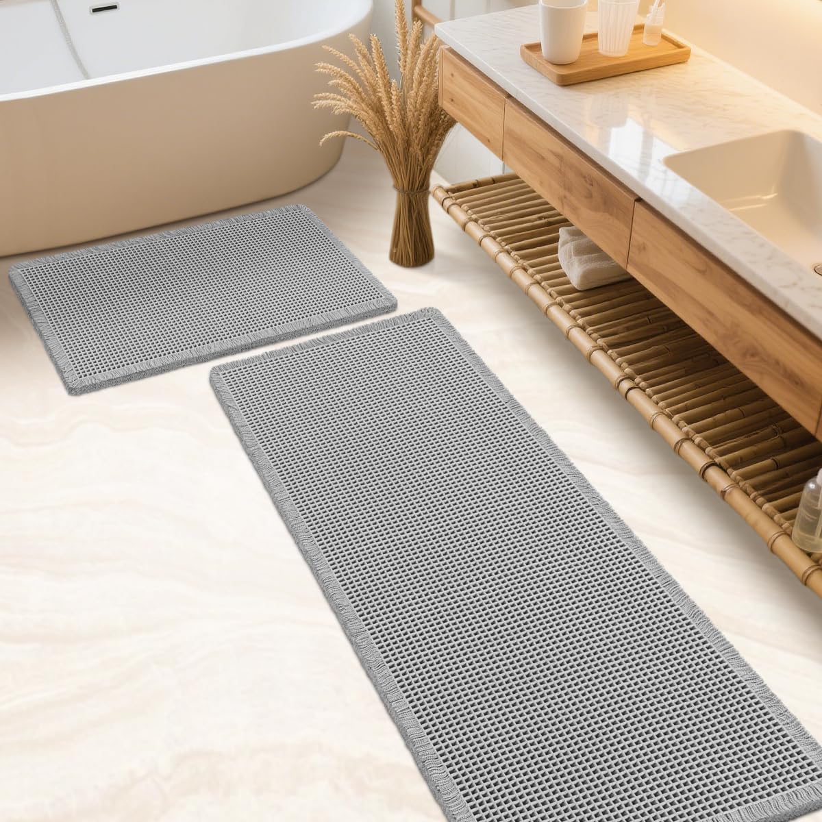 Detalle de IM HOME Waffle Bath Mat Set 2-piece 24x36 inch bath rug