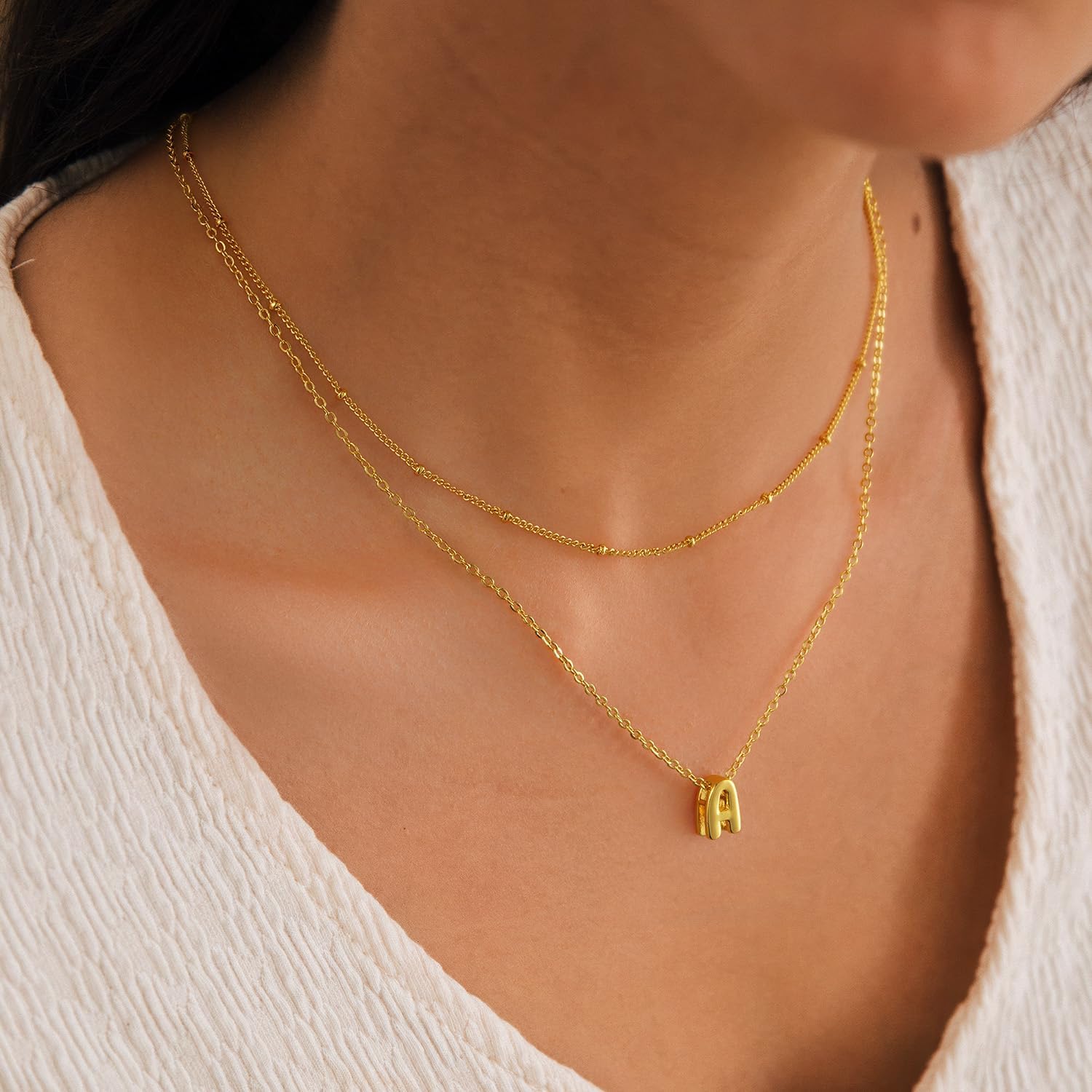 Thumbnail 6 de Thaivor Initial Necklace Set, 14K Gold Plated