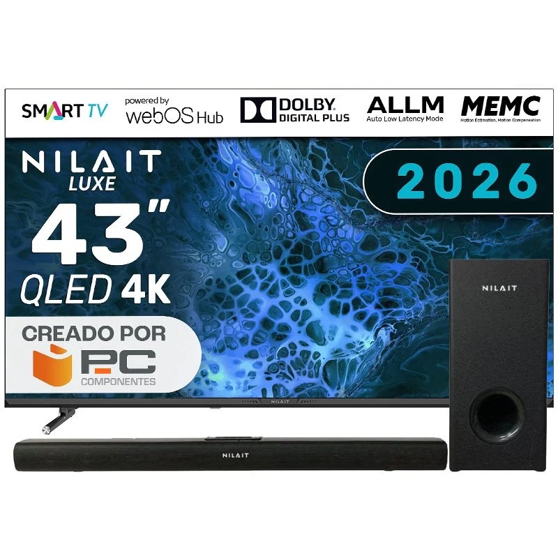 Detalle de Nilait Luxe 43UD8004SWOS: Televisor QLED 4K de 43” con webOS y barra Harmony 2.1