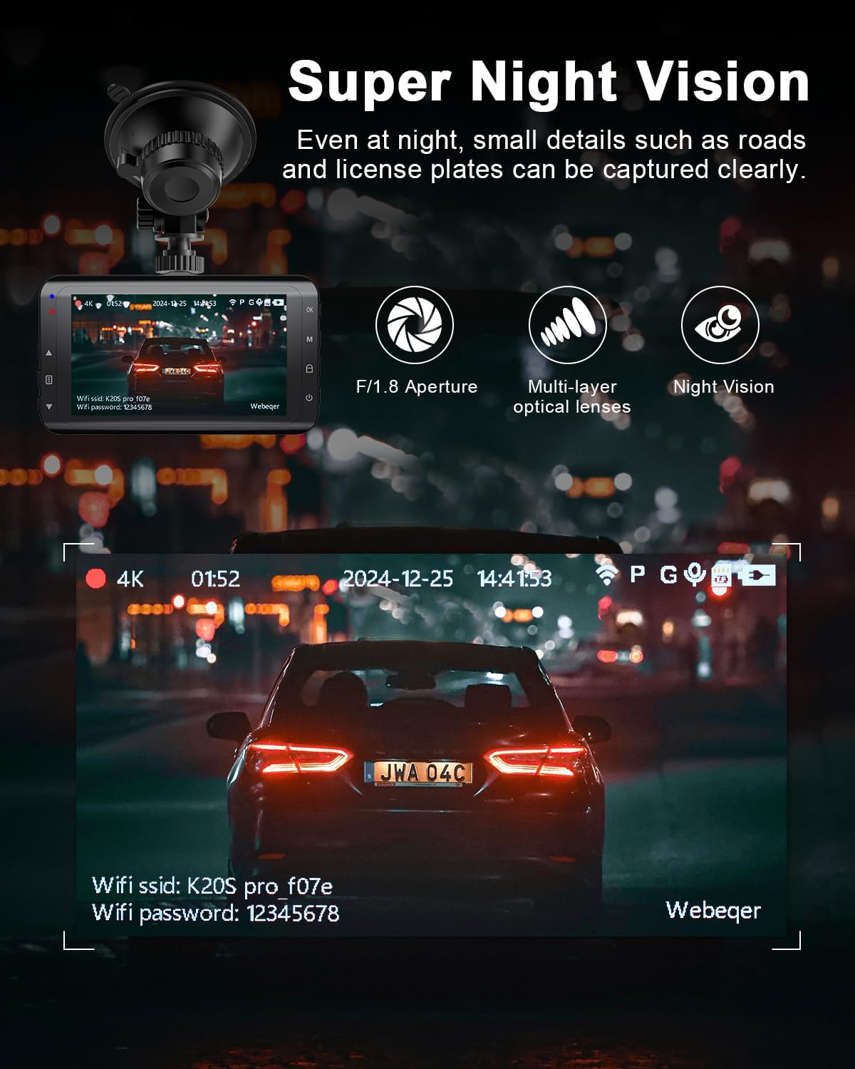 Thumbnail 5 de WeBeqer Dash Cam Auto 4K 170° WiFi