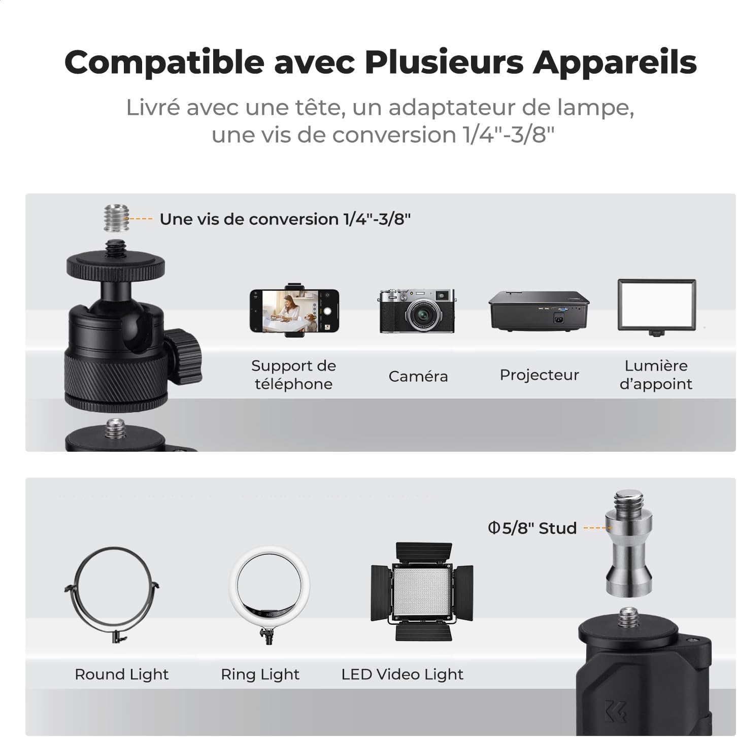Thumbnail 4 de K&F CONCEPT Support de Table avec bras 95cm