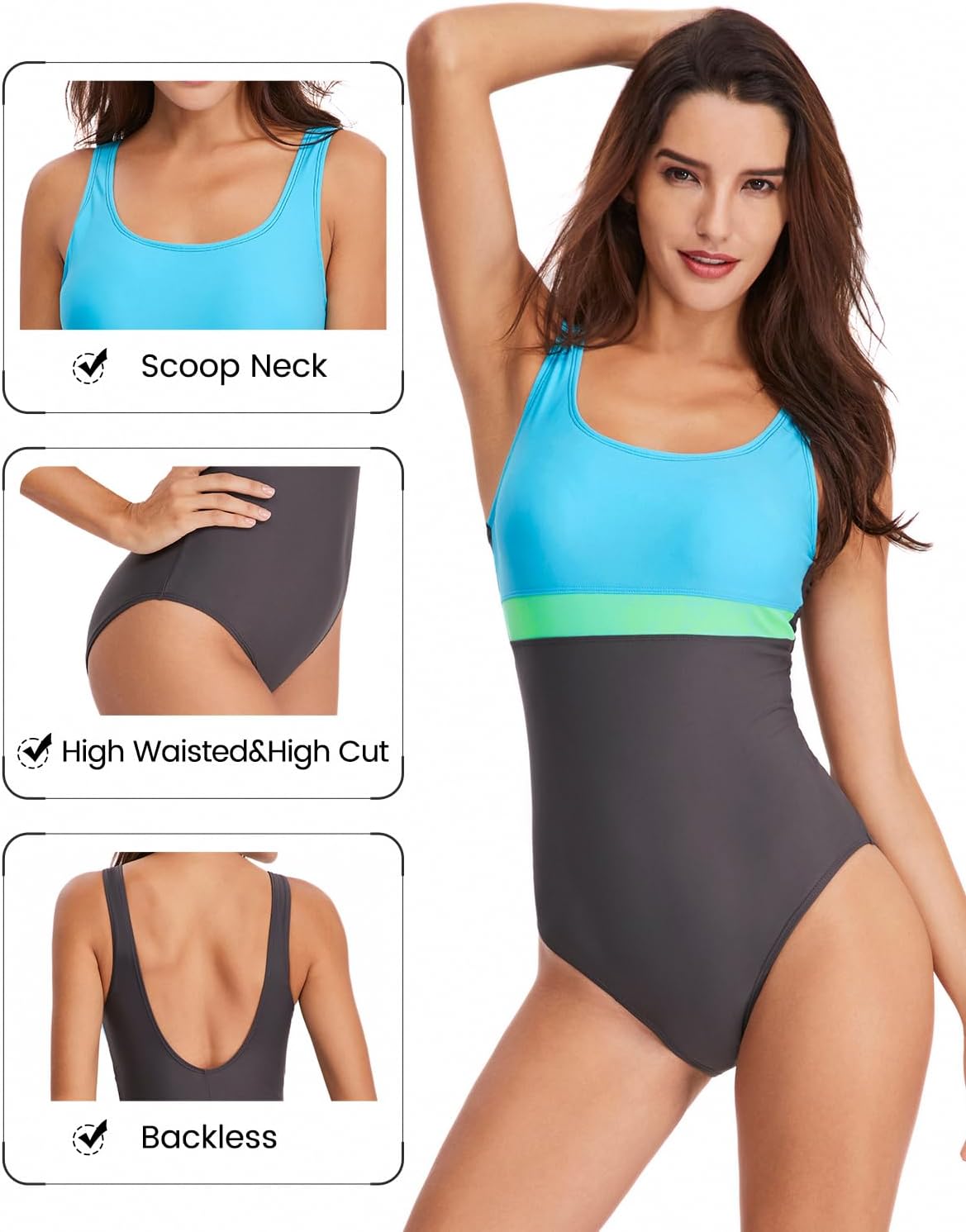 Detalle 1 de HAIVIDO HAISU186OP18CA Scoop-Neck One-Piece Swimsuit, Chlorine-Resistant