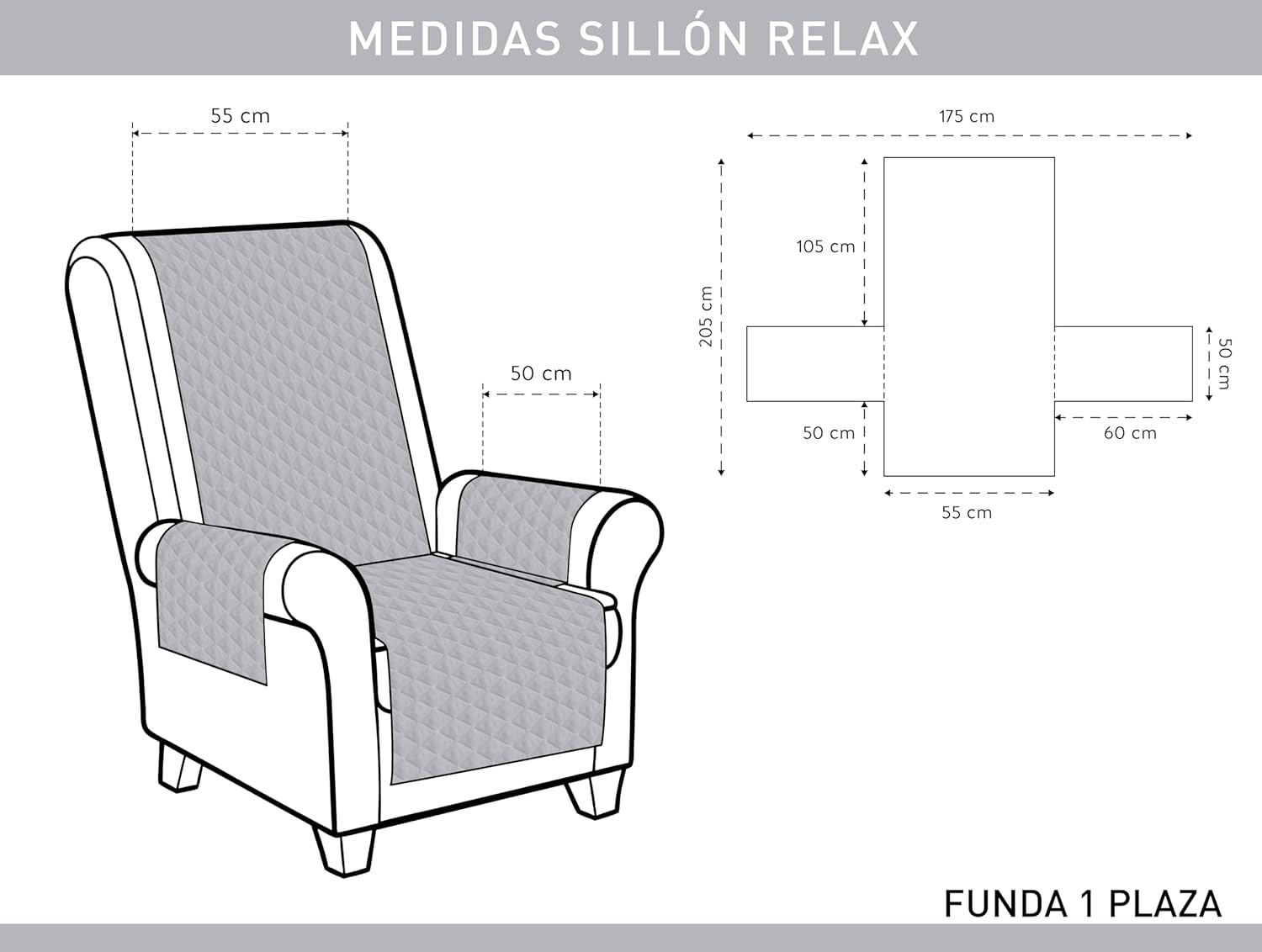 Thumbnail 2 de Copripoltrona Relax Reclinabile 1 Posto Adele di Textilhome – Salvadivano Trapuntato Reversibile, Universale, Avorio