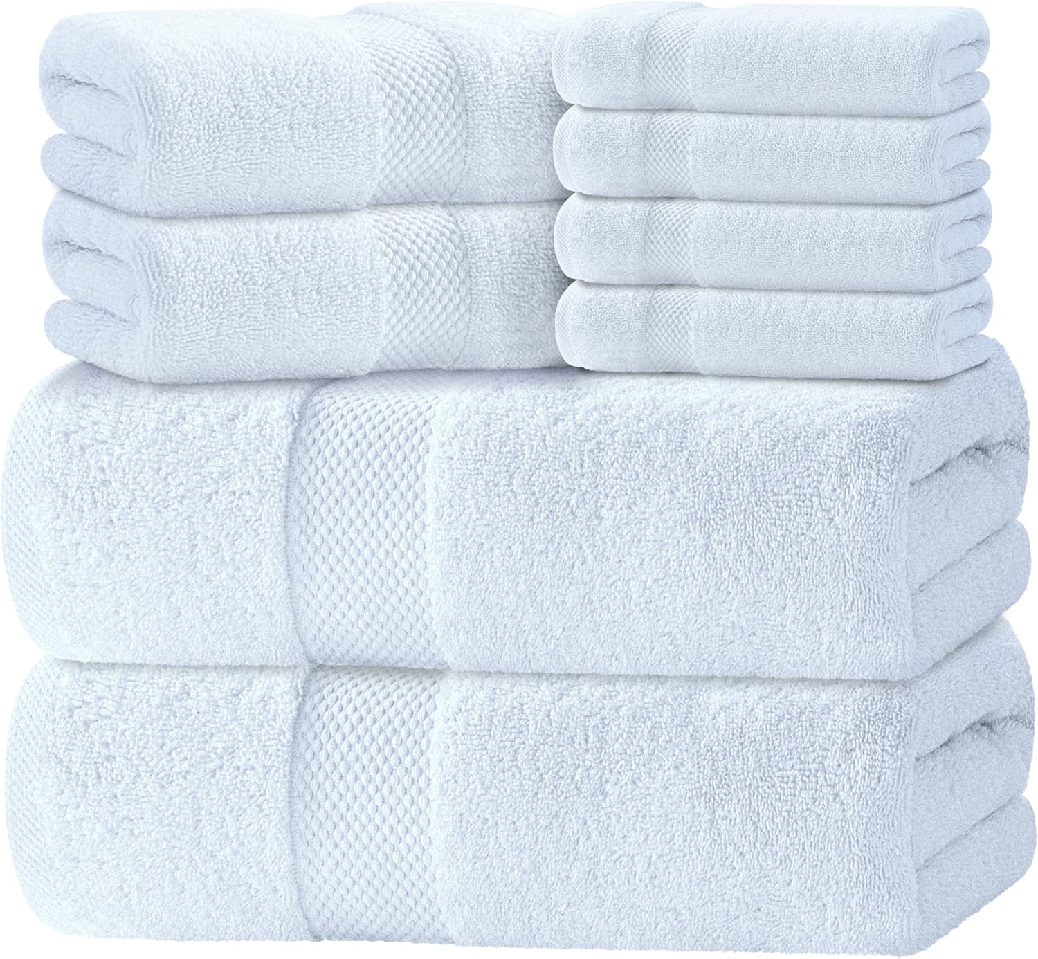Luxury White Bath Towel Set (8 Pieces) — 100% Turkish Cotton, 700 GSM
