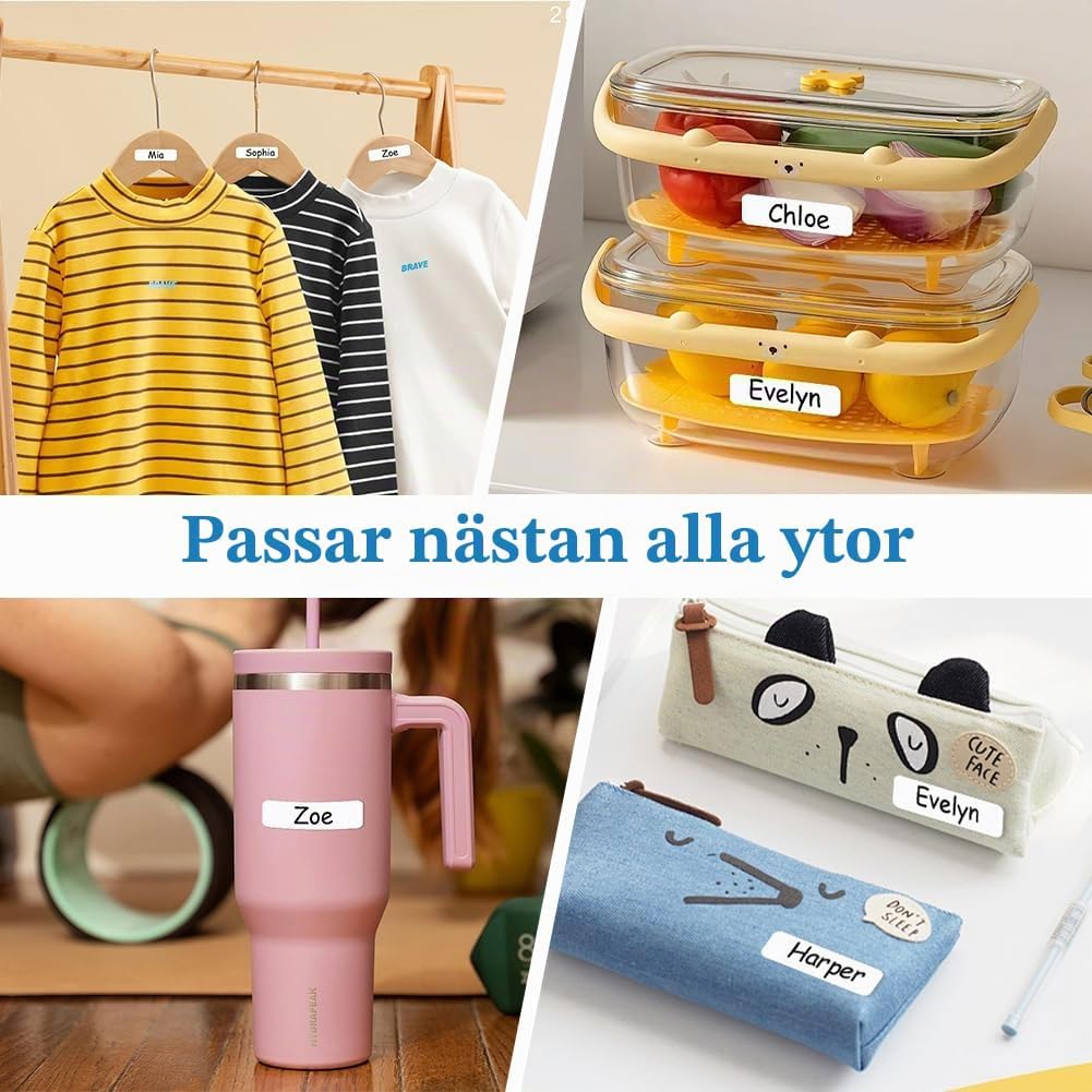 Thumbnail 6 de ANOMM 20649469031 namnetiketter i polyester, 200 st med 2 textilpennor