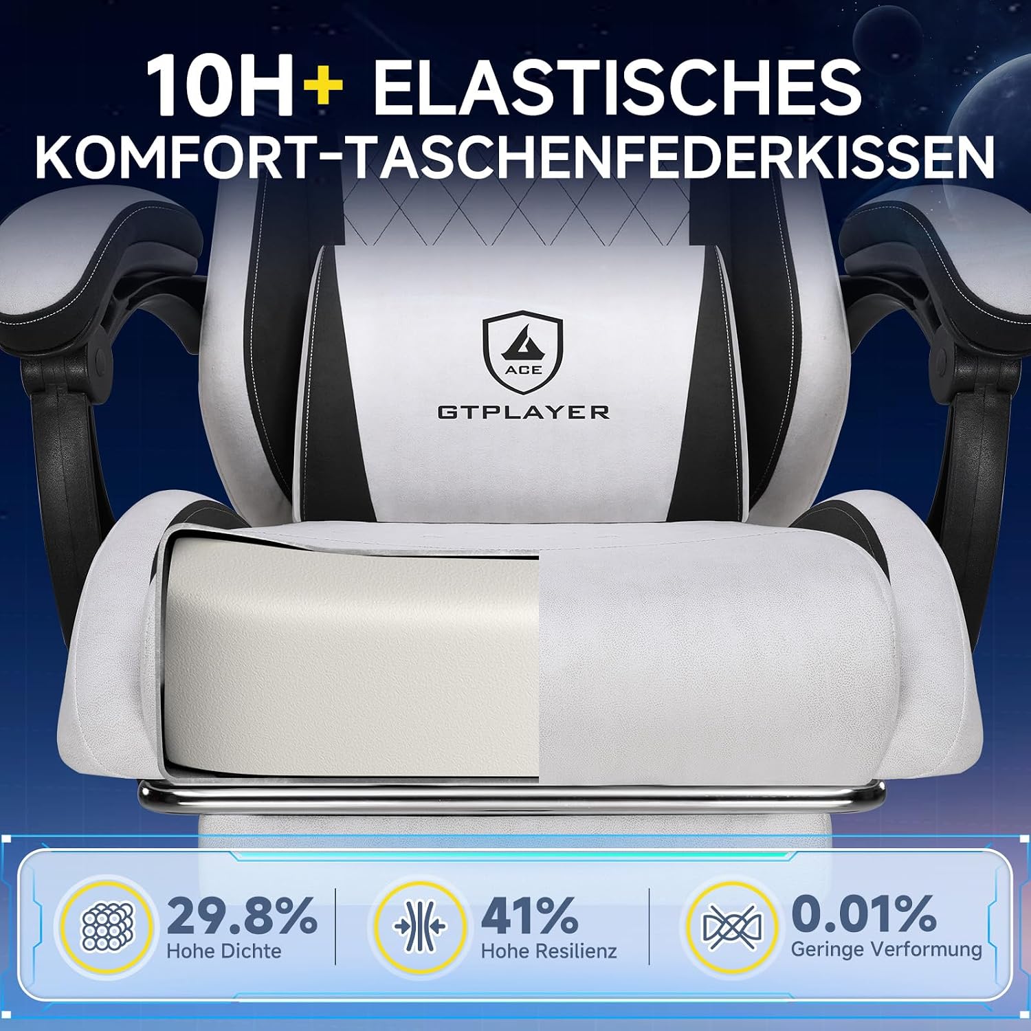 Thumbnail 6 de GTPLAYER GTP-CH510 gamingstoel in stof met verstelbare rugleuning en voetensteun