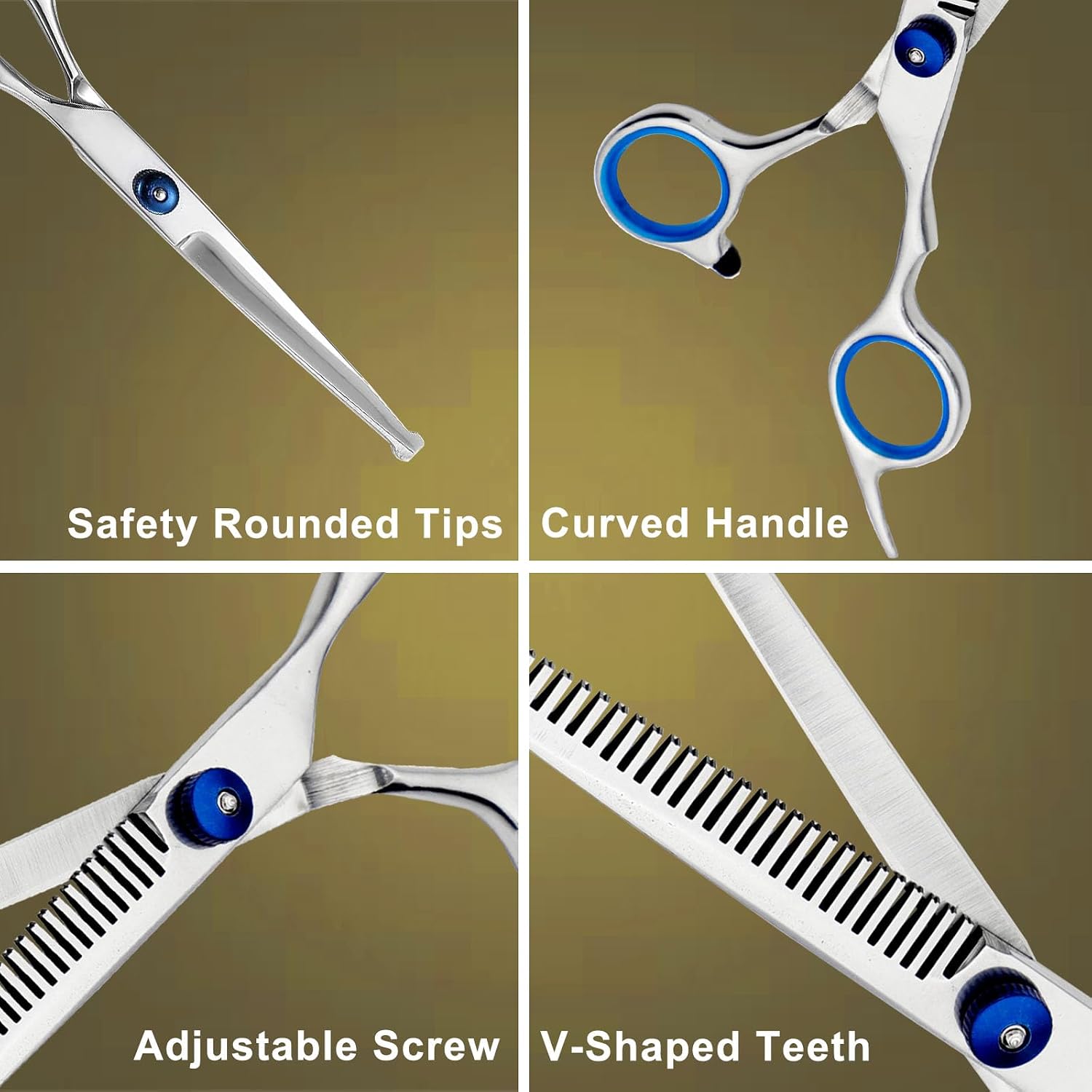Detalle 1 de Dog Grooming Scissors 4-in-1 kit with steel comb ✂