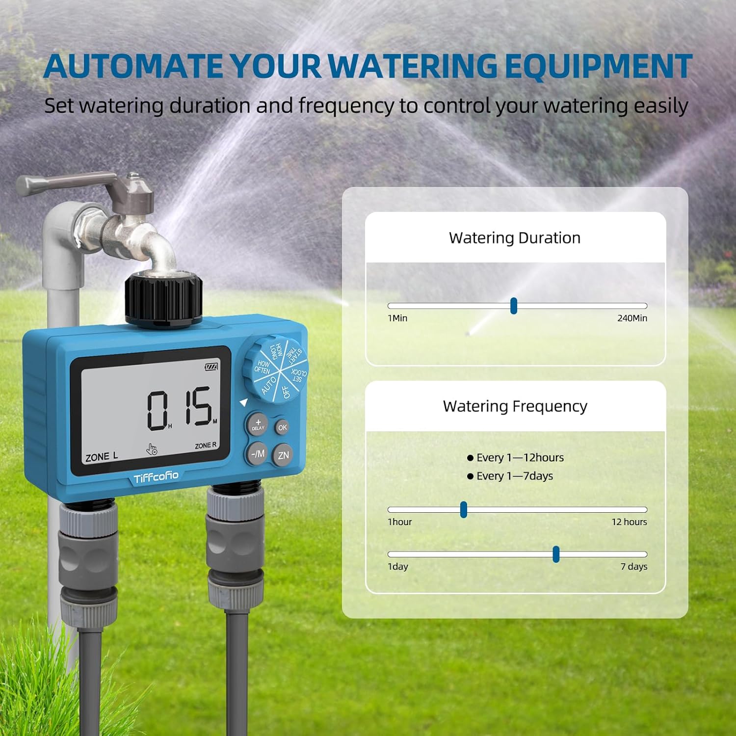 Thumbnail 5 de TiFFCOFiO Outdoor Sprinkler Timer 2-Outlets