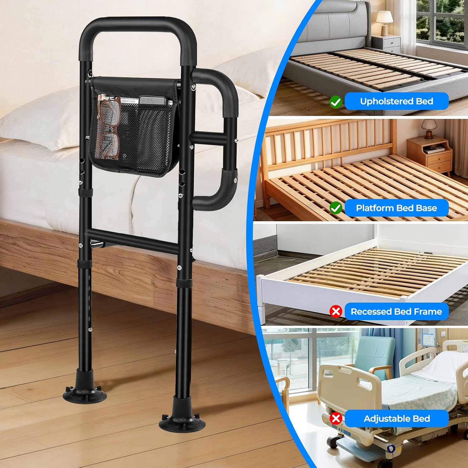Thumbnail 4 de Bed Rails for Elderly Adults Safety: ASTM Tested 400 LBS Bed Assist Rail with Side Handle