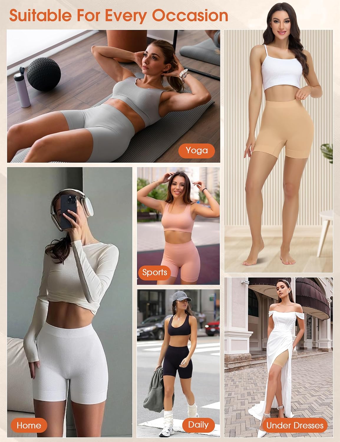 Detalle 1 de Niceuare Seamless Slip Shorts for Women, Anti-Chafing Boyshorts
