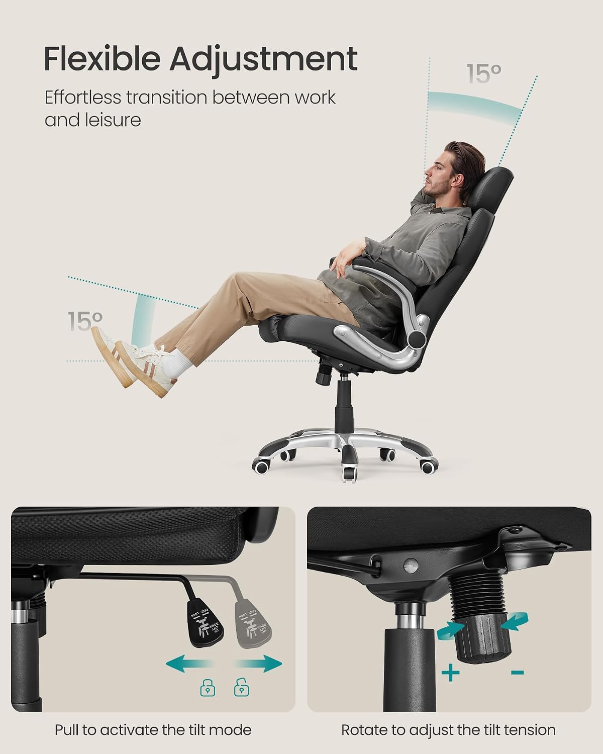 Thumbnail 5 de SONGMICS OBG65BKUK ergonomic gaming chair
