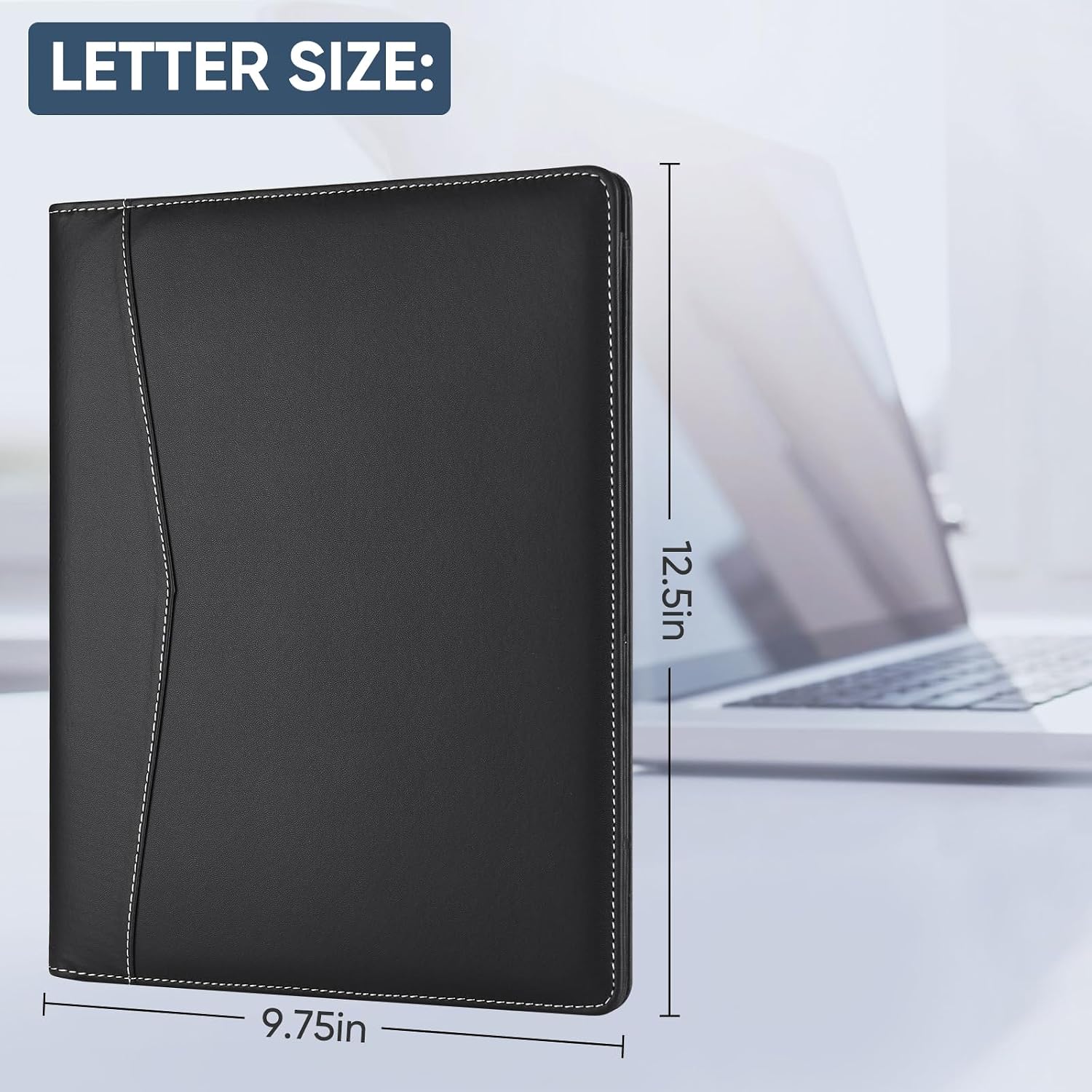 Detalle de Pacific Mailer Faux Leather Padfolio with Matte Finish and Writing Pad