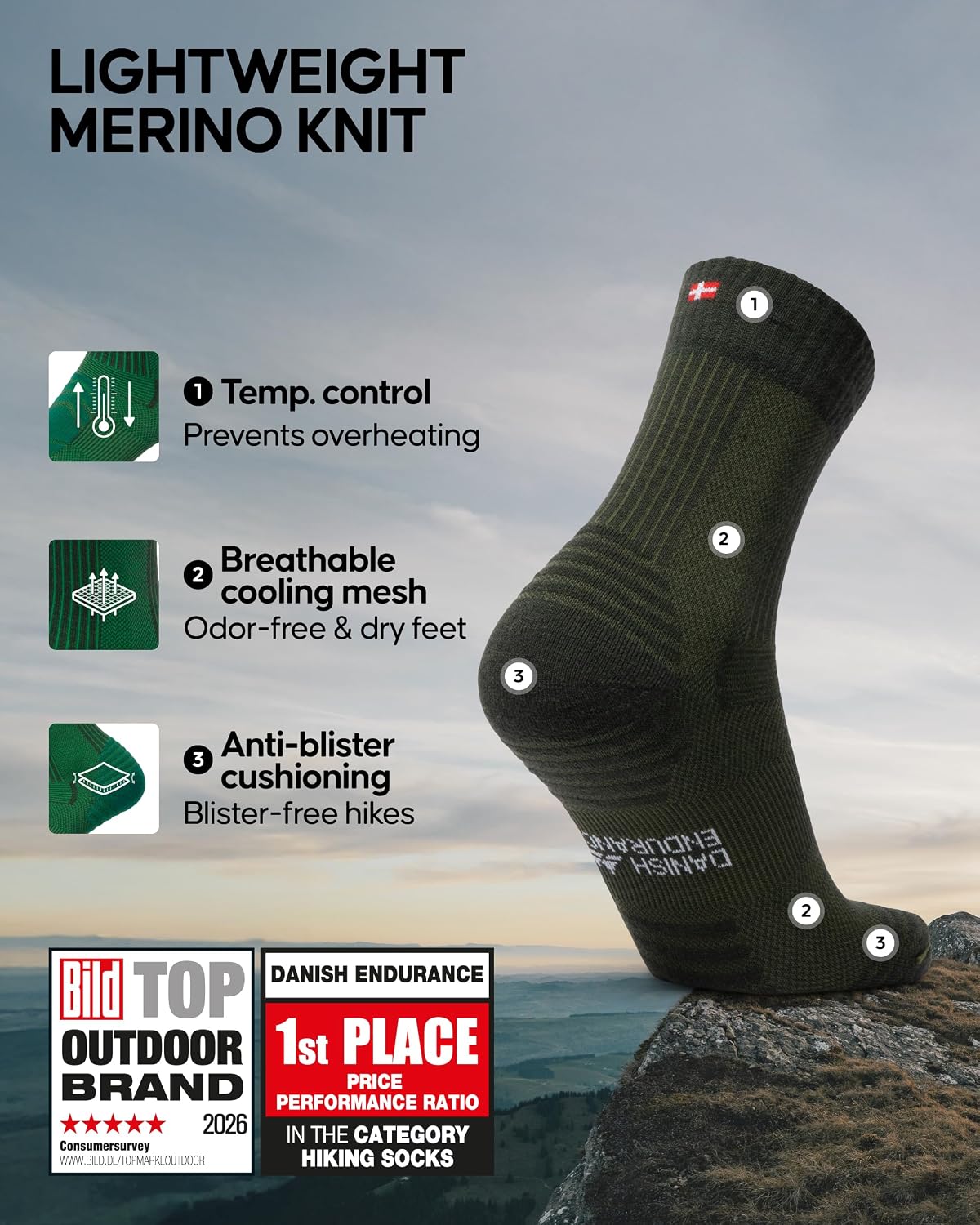Thumbnail 1 de Danish Endurance hiking socks, merino wool