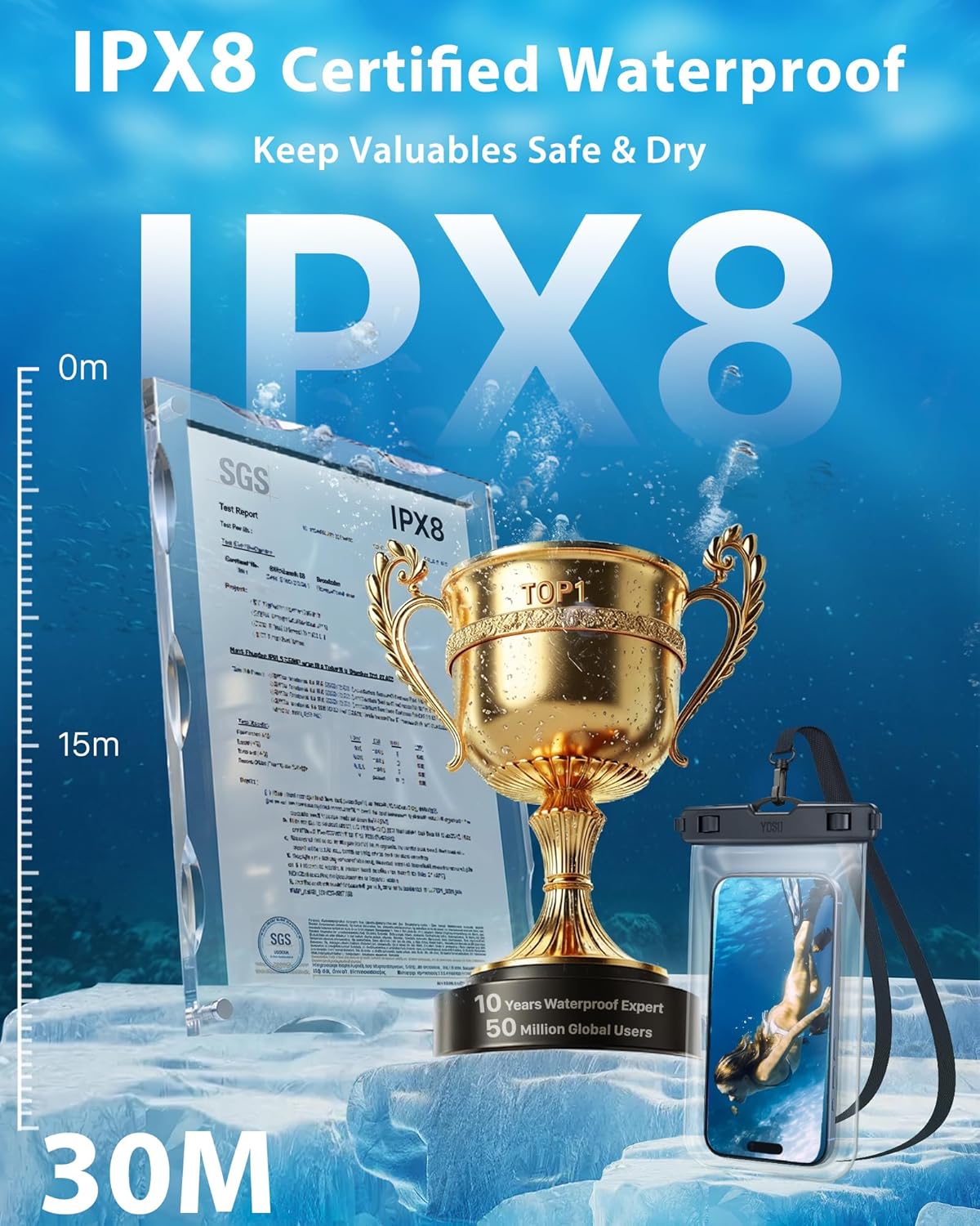 Detalle 2 de YOSH funda IPX8 impermeable 7,2