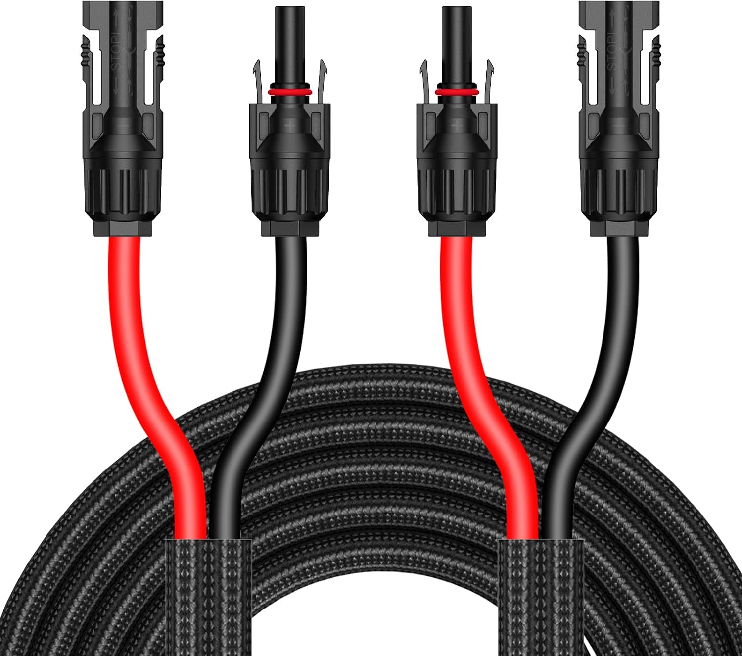 Detalle de JXMXRPV Solar Cable Extension, 33 ft 10 AWG, IP68, Male-to-Female Connectors