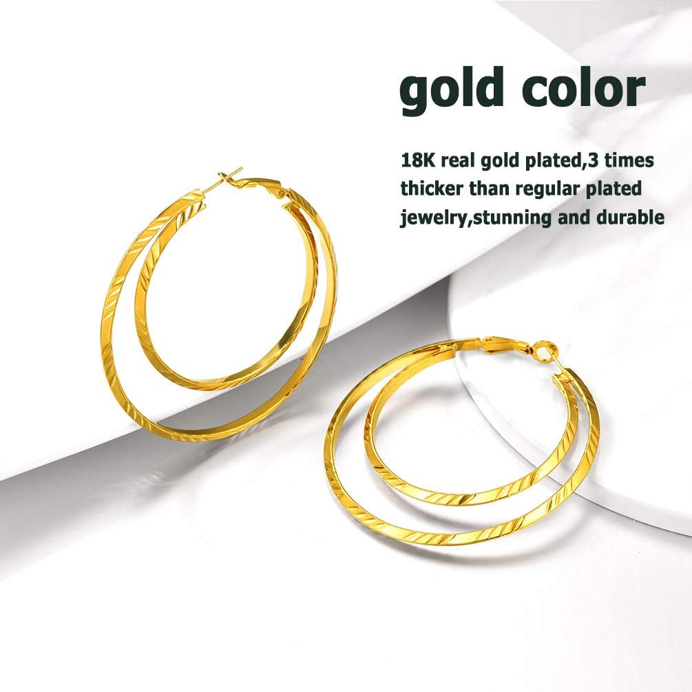 Thumbnail 2 de PROSTEEL boucles d’oreilles femme créoles 60 mm cœur/étoile/double anneau en acier inox et plaqué or/noir