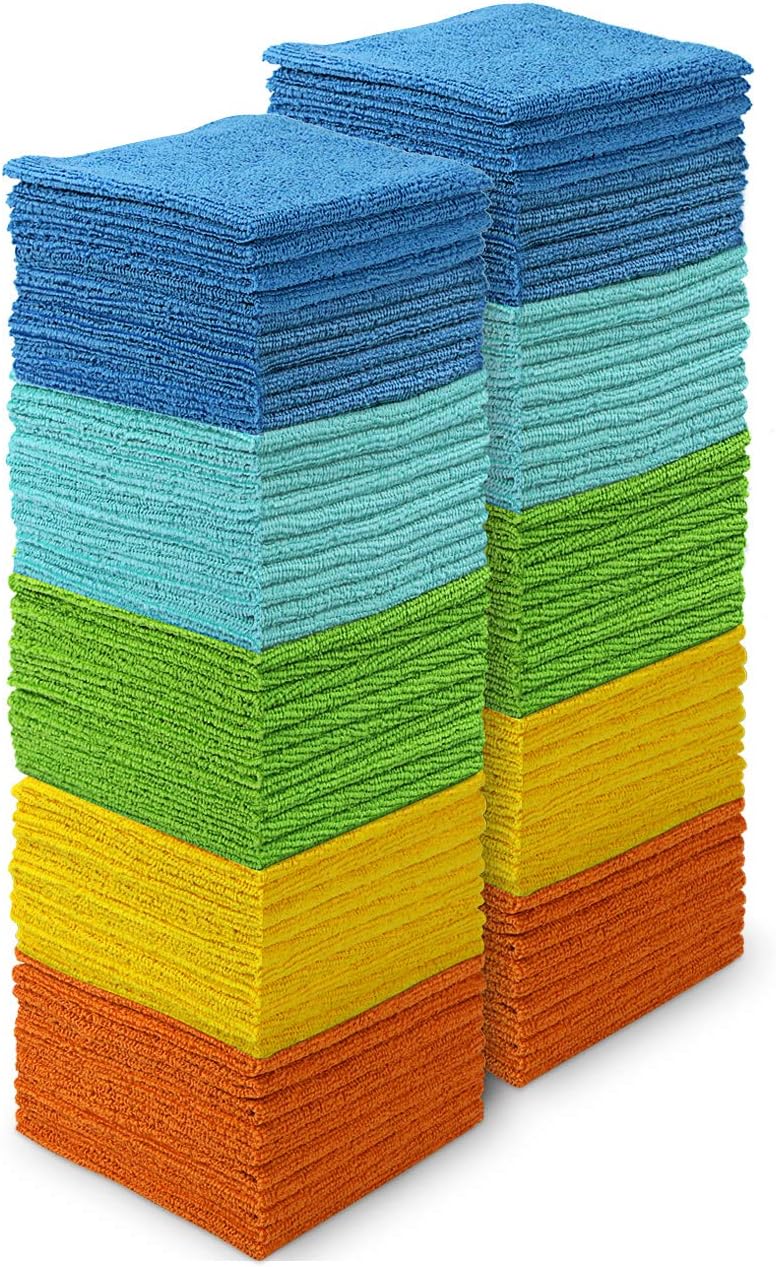 Detalle de AIDEA Microfiber Cleaning Cloth 100PK (12" x 12"): Soft, Absorbent Rags for Home, Kitchen, and Car Care