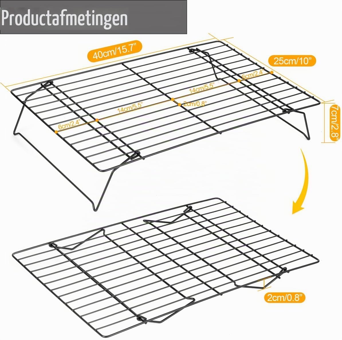 Detalle de Lifhety 24-RACK-9 drielaags koelrek 40 × 25 cm met antiaanbaklaag