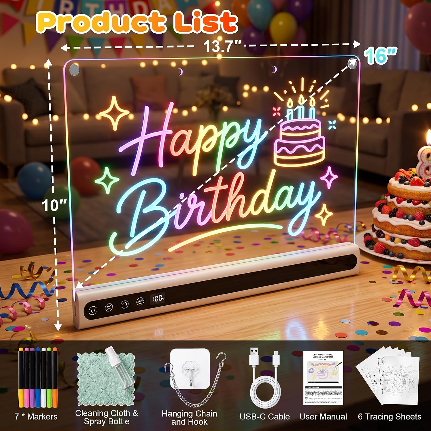 Thumbnail 6 de GOLSPARK JSK-X19 16-Inch LED Drawing Board with Music and 14 Light Effects