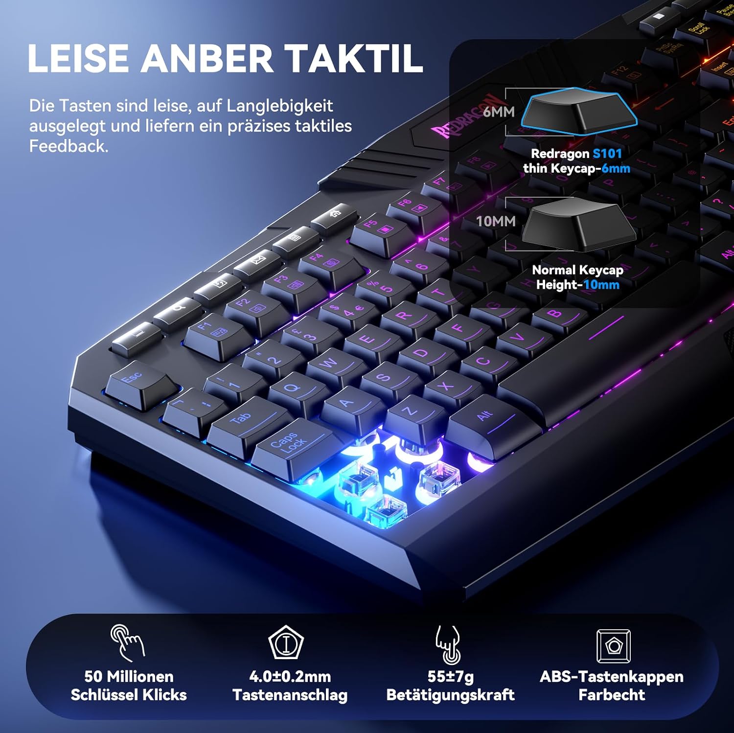 Detalle 2 de Redragon S101 Gaming Tastatur und Maus Set 4200 DPI