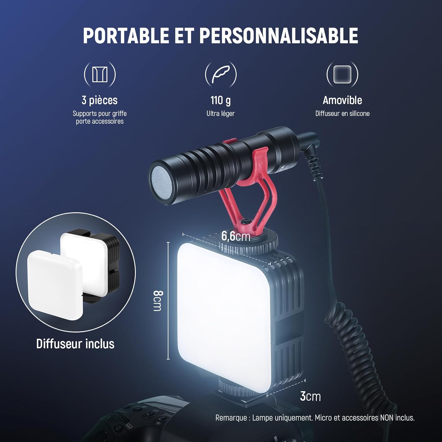 Detalle de NEEWER Lampe magnétique RGB pour appareil photo RGB61 : 61 LED, IRC 97+, 2500–8500 K et 20 modes