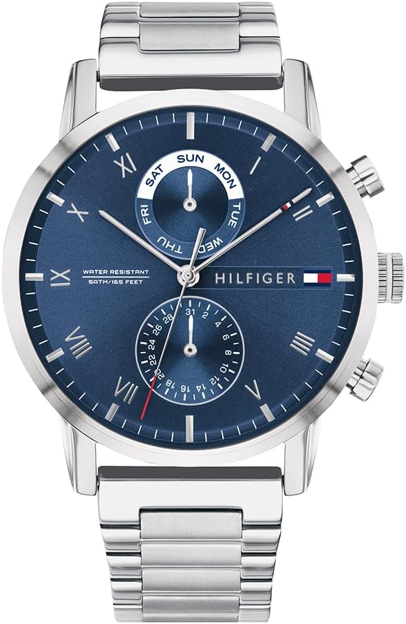 Detalle de Tommy Hilfiger Multi Zifferblatt Quarz Uhr für Herren – Edelstahlarmband, Modell 1710401