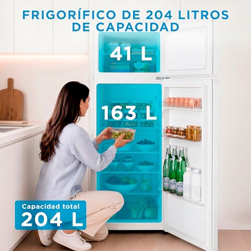 Detalle de Midea Frigorífico 2 puertas 204 L con congelador Low Frost, 140 cm, Blanco