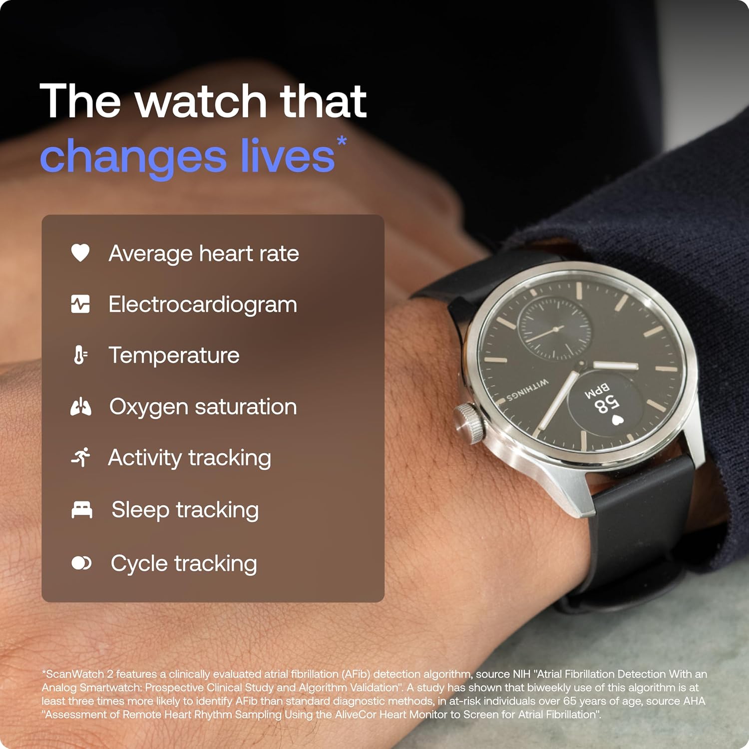 Detalle 2 de WITHINGS ScanWatch 2 hybrid smartwatch 35-day battery