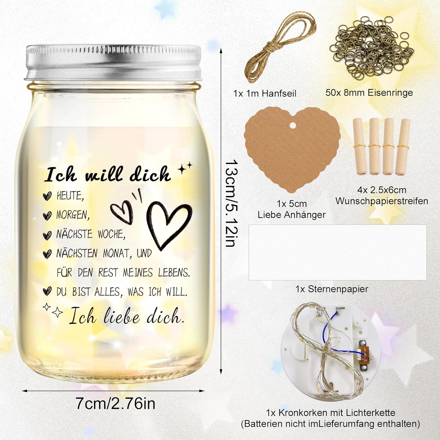 Thumbnail 1 de HSDSH Muttertagsgeschenk – LED-Flaschenlicht als Liebesgeschenk mit Flasche, Lichterkette und Wunschdeko