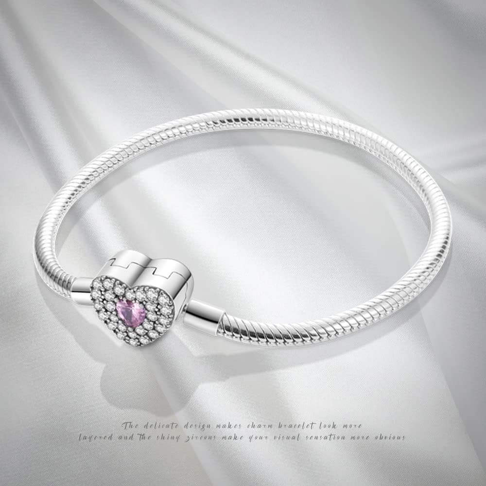 Detalle de TINSLO Damen-Armband aus 925 Sterling Silber mit Herz-Verschluss und Schlangenglieder-Design