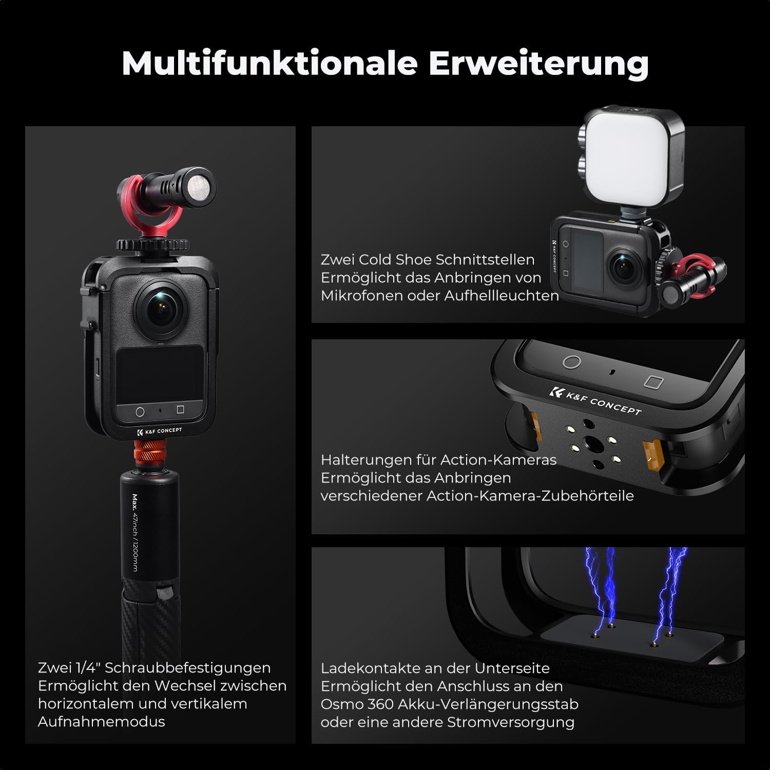 Thumbnail 2 de K&F CONCEPT Kamerakäfig für DJI Osmo 360 – Aluminium-Schutzgehäuse mit Silikon-Objektivabdeckung