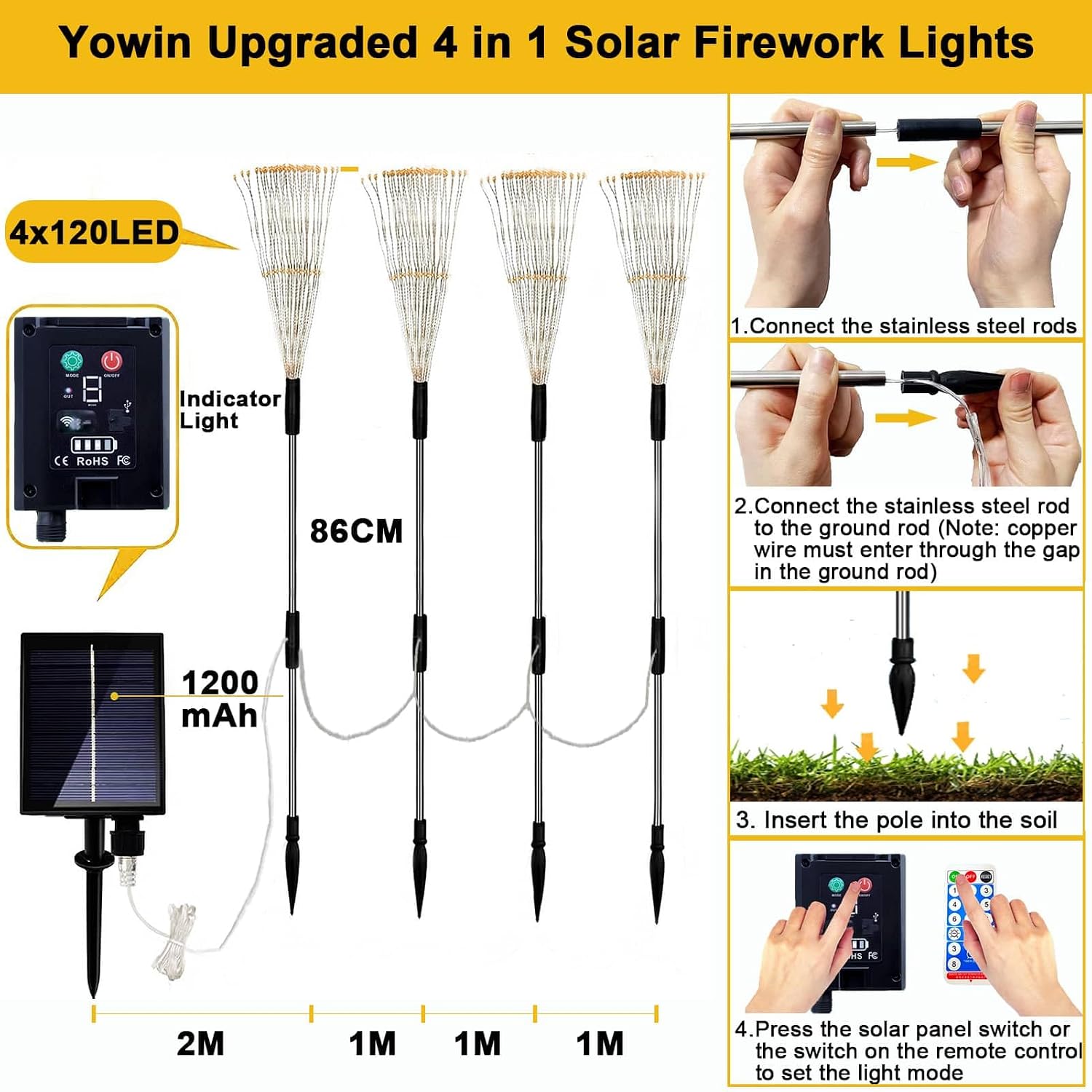 Detalle de yowin Firework Solar Lights 480 LED