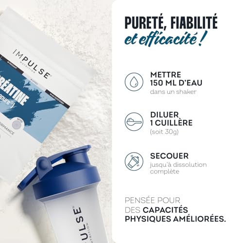 Thumbnail 4 de Impulse Nutrition – Créatine Creapure® Monohydrate 3g, Cure 30 jours