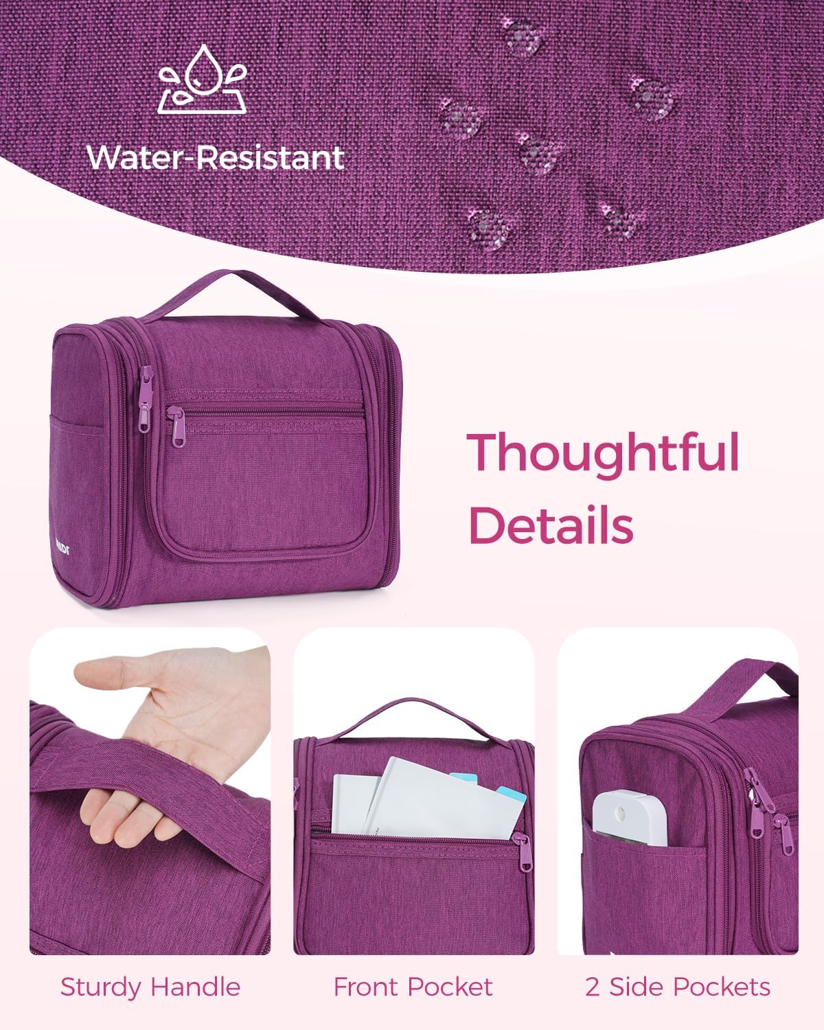 Thumbnail 5 de WANDF Borsa da toilette appesa: grande organizer da viaggio resistente all'acqua