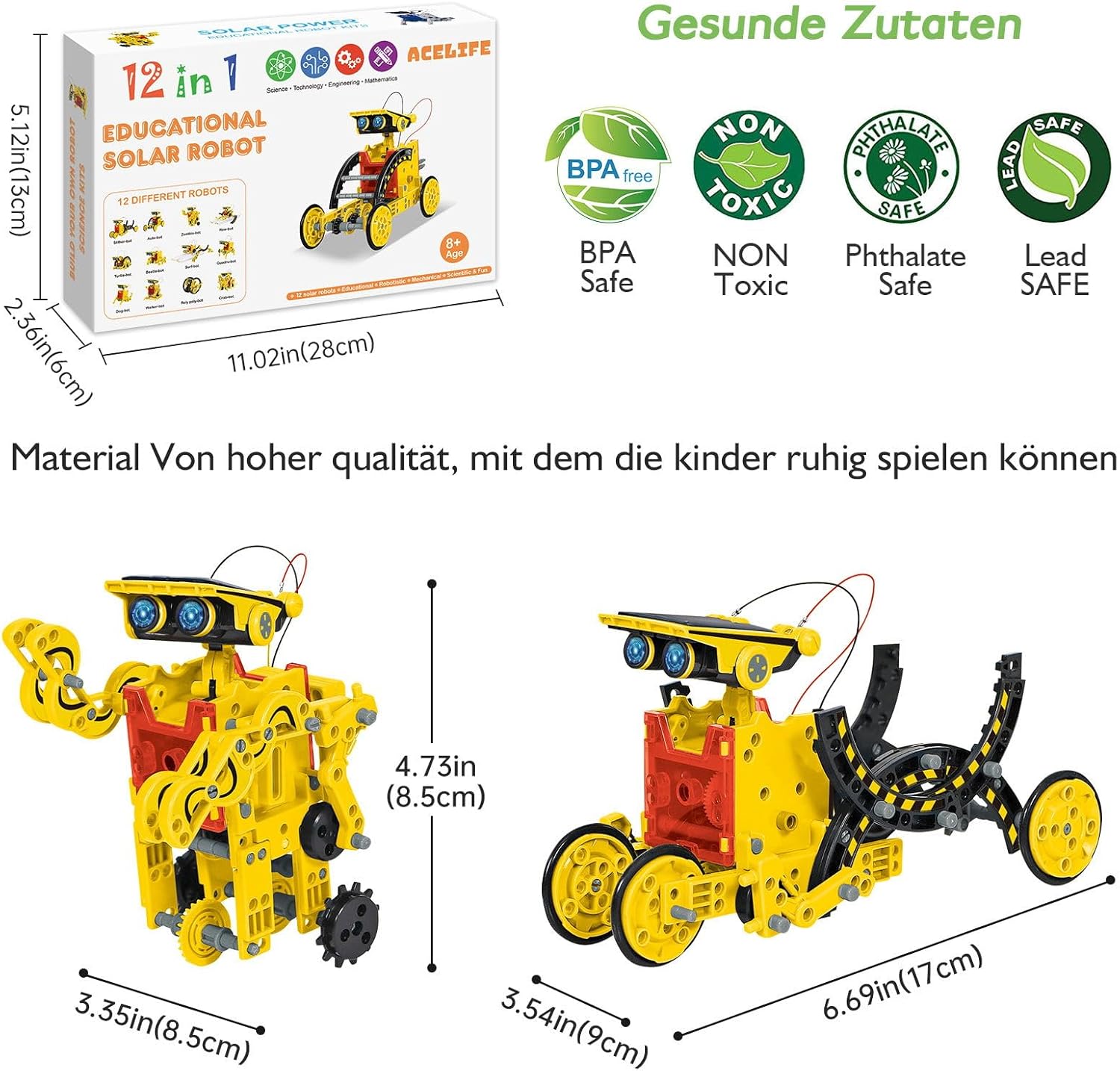 Thumbnail 4 de ACELIFE Solar Roboter Spielzeug (12-in-1) – DIY Bausatz für Kinder ab 8 Jahren, gelb